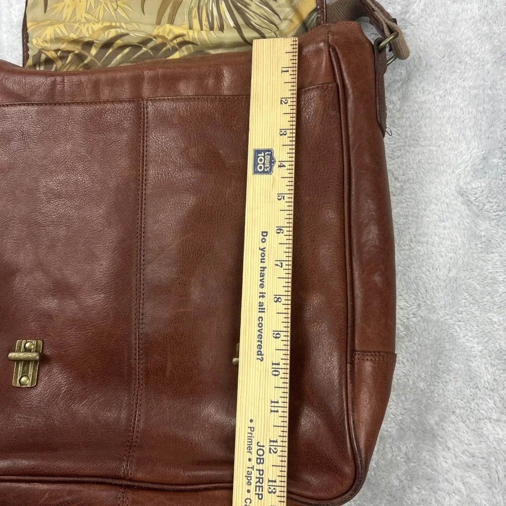 Tommy Bahama Leather Laptop Messenger Bag Cross-body Brown Pebbled Heavy